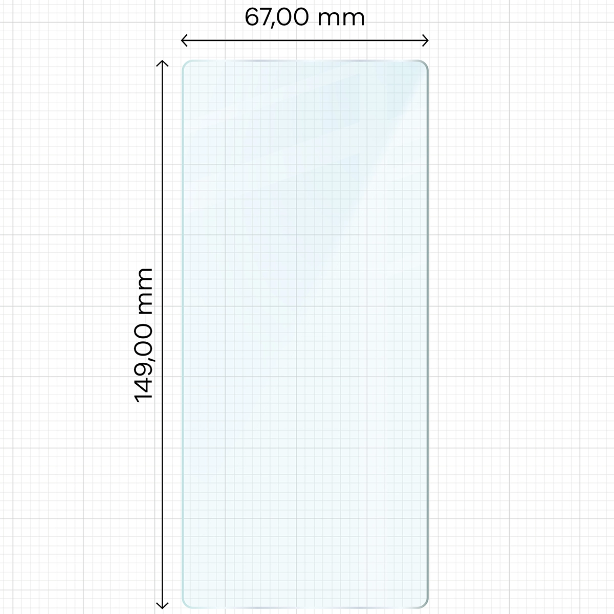 Miarka z wymiarami szkła hartowanego Bizon Glass Clear do Pixel 7